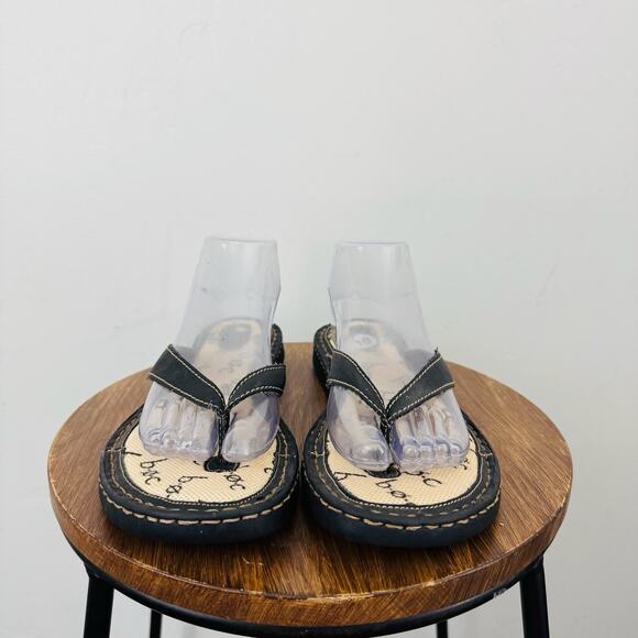 BOC black Leather Strap Thong Sandals Women’s Size 10 - Picture 2 of 9